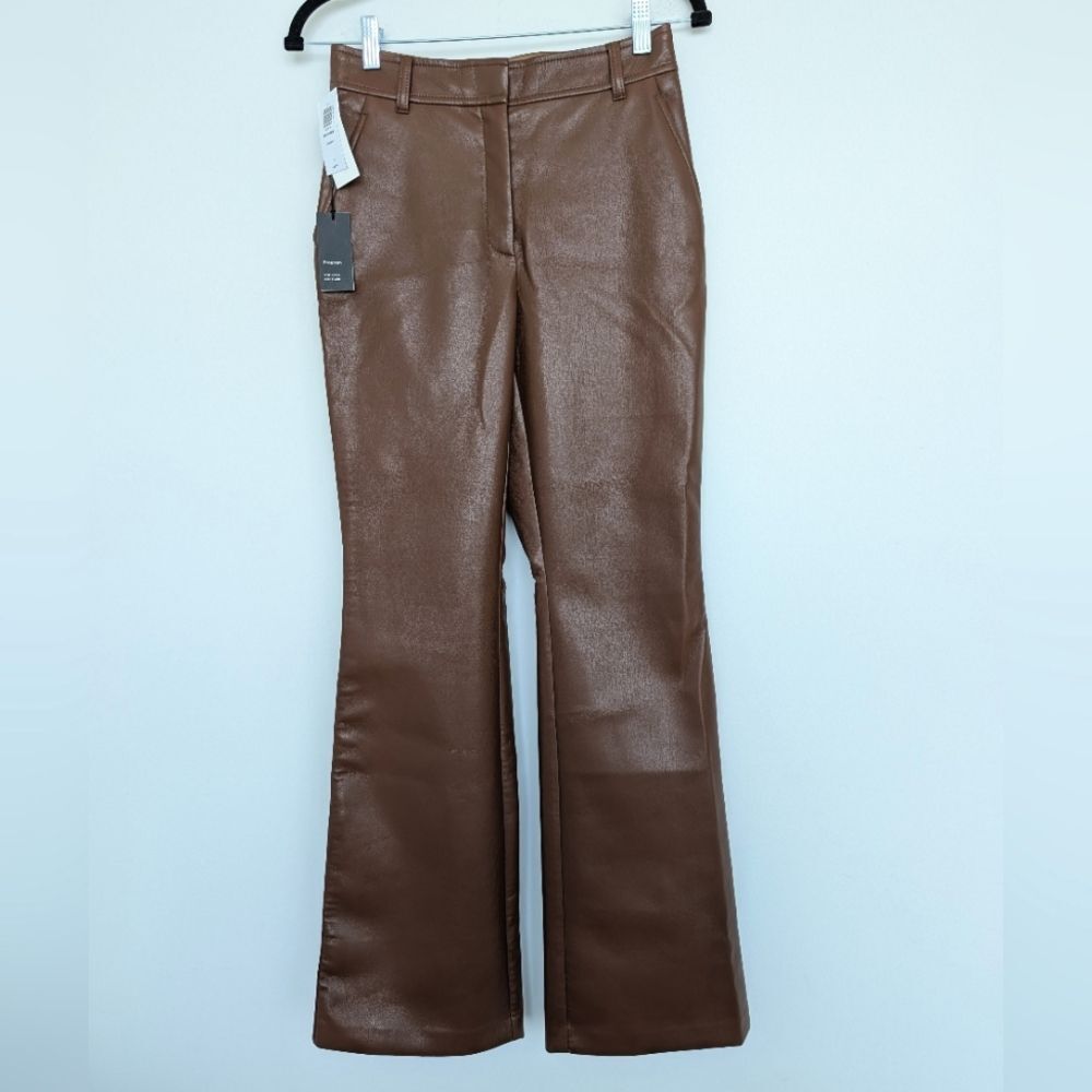 NWT Babaton Program Pants High Rise Flare Trouser In Cognac Brown Sz 4
